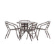 Bronze |#| Modern 31.5inch Round Glass Framed Glass Table with 4 Bronze Slat Back Chairs