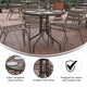 Bronze |#| Modern 31.5inch Round Glass Framed Glass Table with 4 Bronze Slat Back Chairs