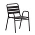 Lila Commercial Metal Indoor-Outdoor Restaurant Stack Chair with Metal Triple Slat Back and Arms