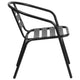 Black |#| Black Metal Restaurant Stack Chair with Curved Back and Aluminum Slats