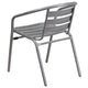 Silver |#| Silver Metal Restaurant Stack Chair with Curved Back and Aluminum Slats