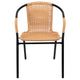 Beige |#| Beige Rattan Indoor-Outdoor Restaurant Stack Chair with Curved Back