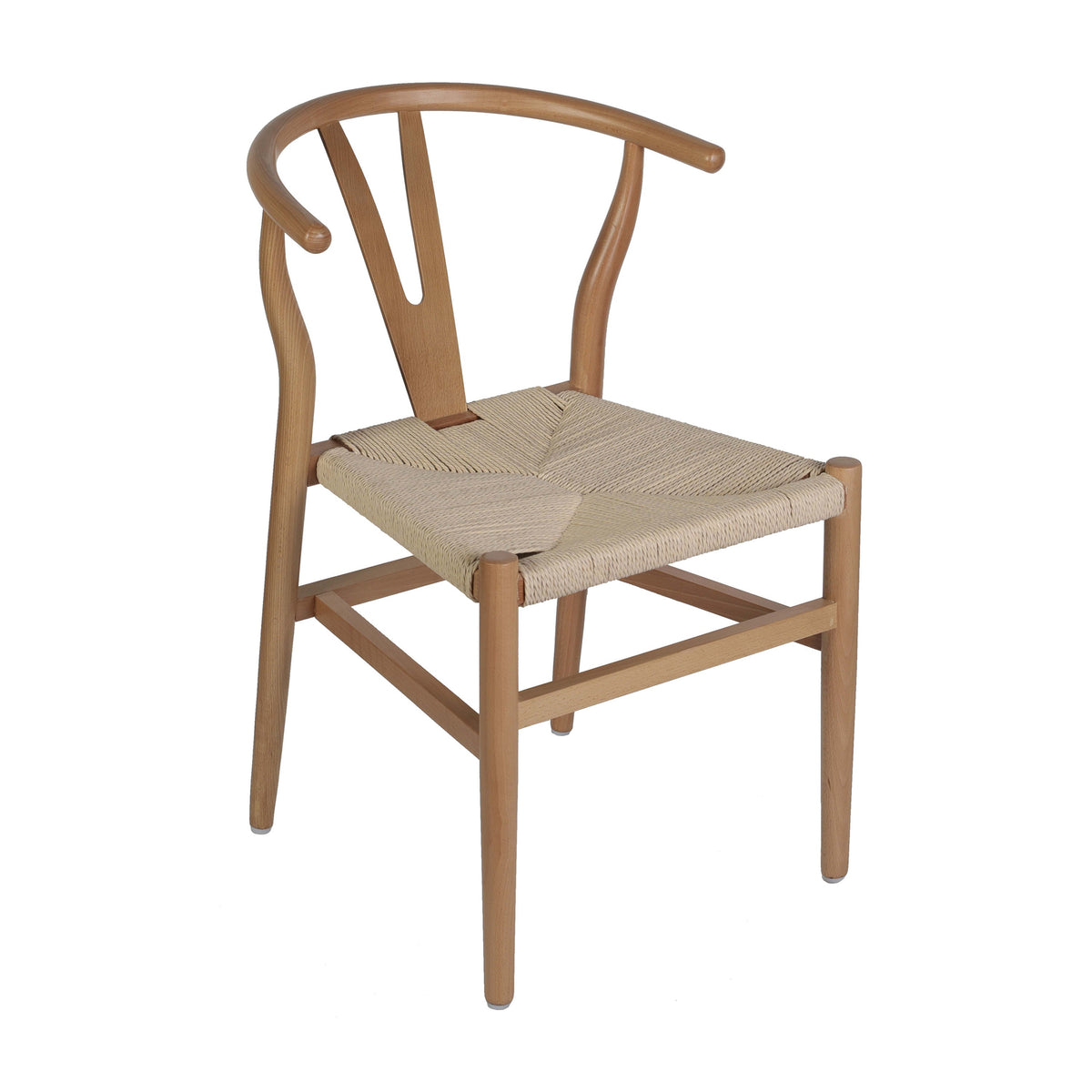 Oak Frame/Natural Seat |#| Commercial Wishbone Style Wood and Kraft Paper Stack Dining Chair in Oak/Natural