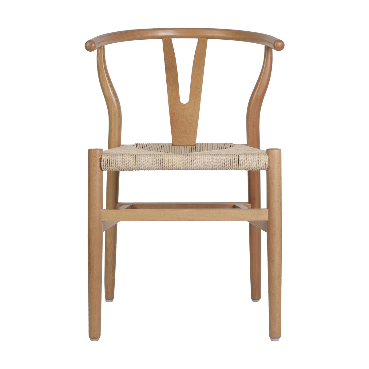 Oak Frame/Natural Seat |#| Commercial Wishbone Style Wood and Kraft Paper Stack Dining Chair in Oak/Natural