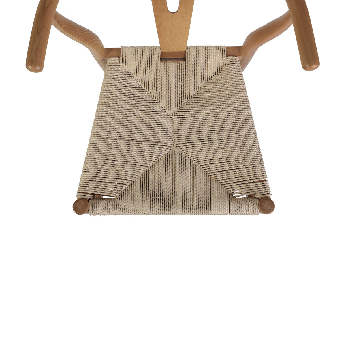 Oak Frame/Natural Seat |#| Commercial Wishbone Style Wood and Kraft Paper Stack Dining Chair in Oak/Natural