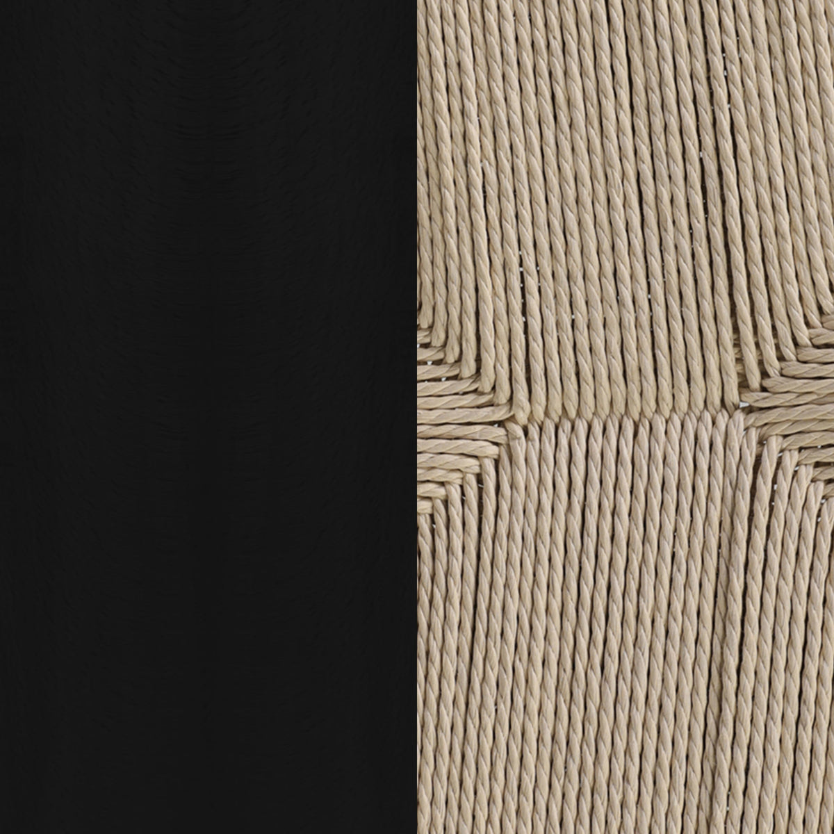 Black Frame/Natural Seat |#| Commercial Wishbone Style Wood and Kraft Paper Stack Dining Chair-Black/Natural