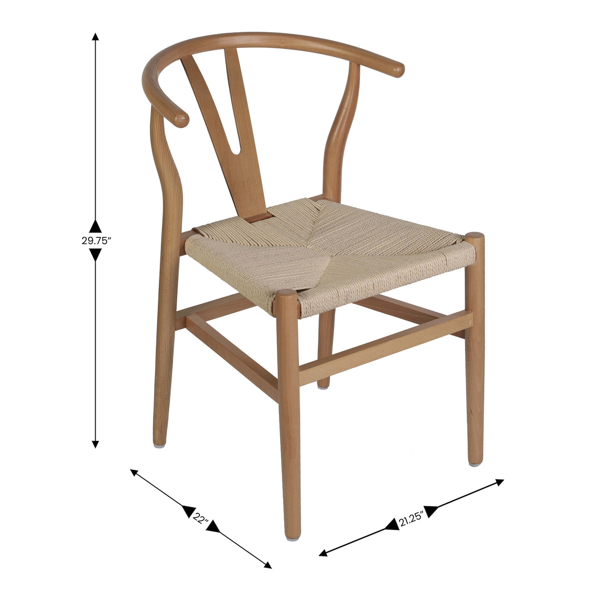 Oak Frame/Natural Seat |#| Commercial Wishbone Style Wood and Kraft Paper Stack Dining Chair in Oak/Natural