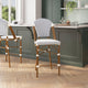 White & Navy/Natural Frame |#| All-Weather Commercial Paris Chair with Bamboo Print Metal Frame-White/Navy
