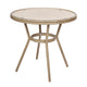 Natural & White Rattan/Light Natural Frame |#| Indoor/Outdoor Commercial Glass Top French Bistro Table in Natural/White