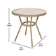 Natural & White Rattan/Light Natural Frame |#| Indoor/Outdoor Commercial Glass Top French Bistro Table in Natural/White