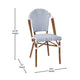 White & Navy Rattan/Natural Frame |#| Indoor/Outdoor Commercial French Bistro Set with Table and 2 Chairs in Wht/Navy