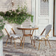 White & Gray Rattan/Natural Frame |#| Indoor/Outdoor Commercial French Bistro Set with Table and 2 Chairs in Wht/Gray