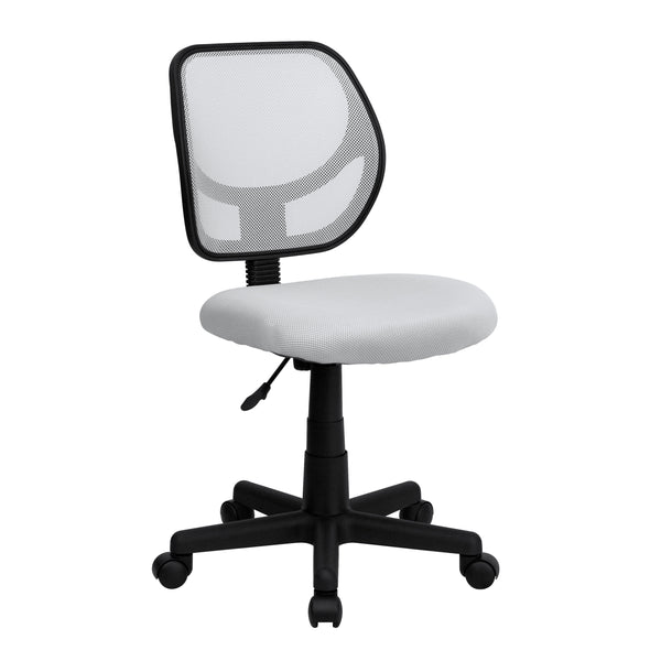White |#| Low Back White Transparent Mesh Back Adjustable Height Swivel Task Office Chair