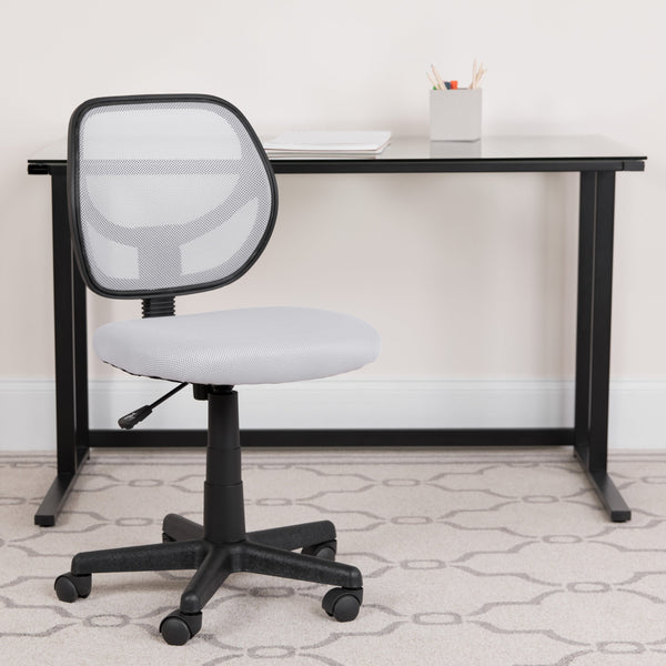 White |#| Low Back White Transparent Mesh Back Adjustable Height Swivel Task Office Chair