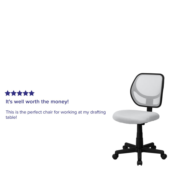 White |#| Low Back White Transparent Mesh Back Adjustable Height Swivel Task Office Chair