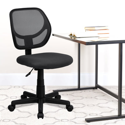 Low Back Mesh Swivel Task Office Chair with Curved Square Back - View 2