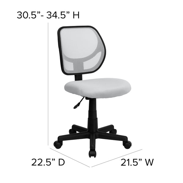White |#| Low Back White Transparent Mesh Back Adjustable Height Swivel Task Office Chair