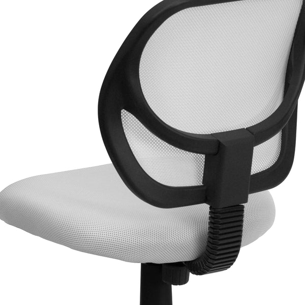 White |#| Low Back White Transparent Mesh Back Adjustable Height Swivel Task Office Chair