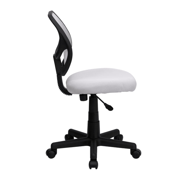 White |#| Low Back White Transparent Mesh Back Adjustable Height Swivel Task Office Chair