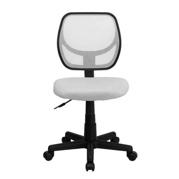 White |#| Low Back White Transparent Mesh Back Adjustable Height Swivel Task Office Chair