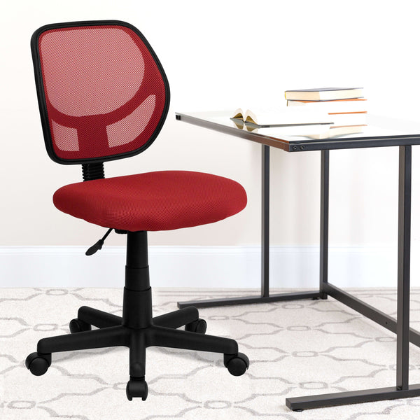Red |#| Low Back Red Transparent Mesh Back Adjustable Height Swivel Task Office Chair