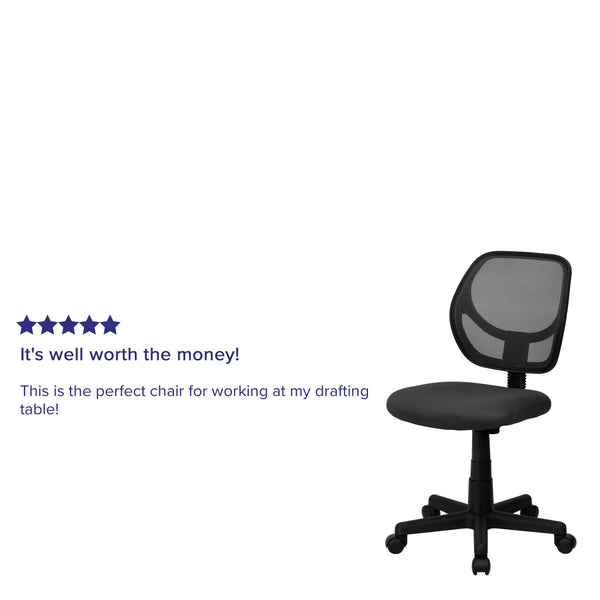 Gray |#| Low Back Gray Transparent Mesh Swivel Task Office Chair with Curved Square Back