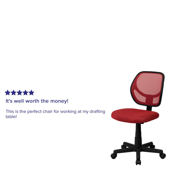 Red |#| Low Back Red Transparent Mesh Back Adjustable Height Swivel Task Office Chair