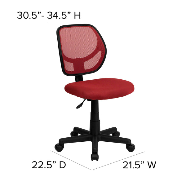 Red |#| Low Back Red Transparent Mesh Back Adjustable Height Swivel Task Office Chair
