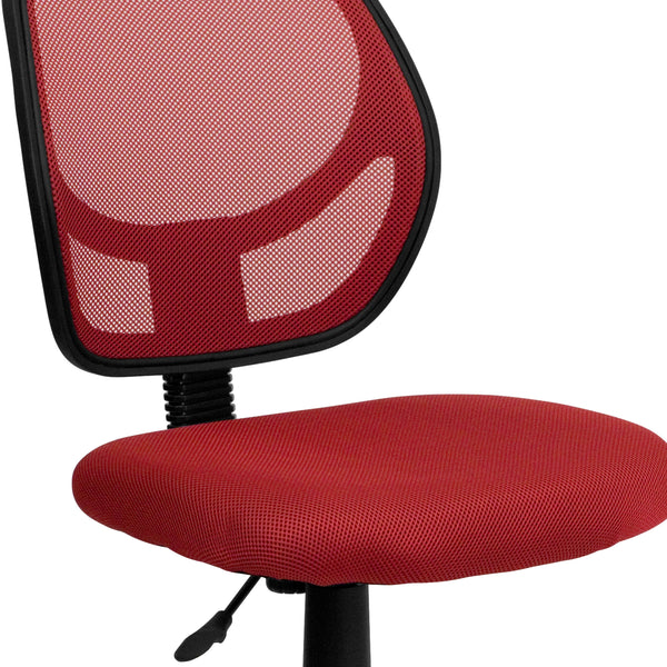 Red |#| Low Back Red Transparent Mesh Back Adjustable Height Swivel Task Office Chair