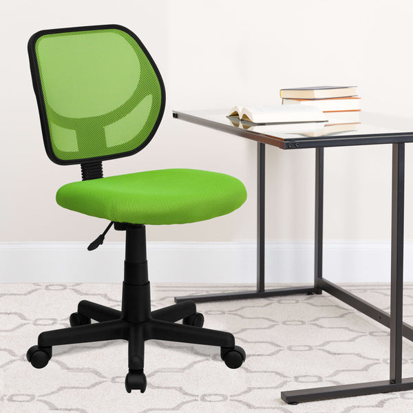Green |#| Low Back Green Transparent Mesh Back Adjustable Height Swivel Task Office Chair