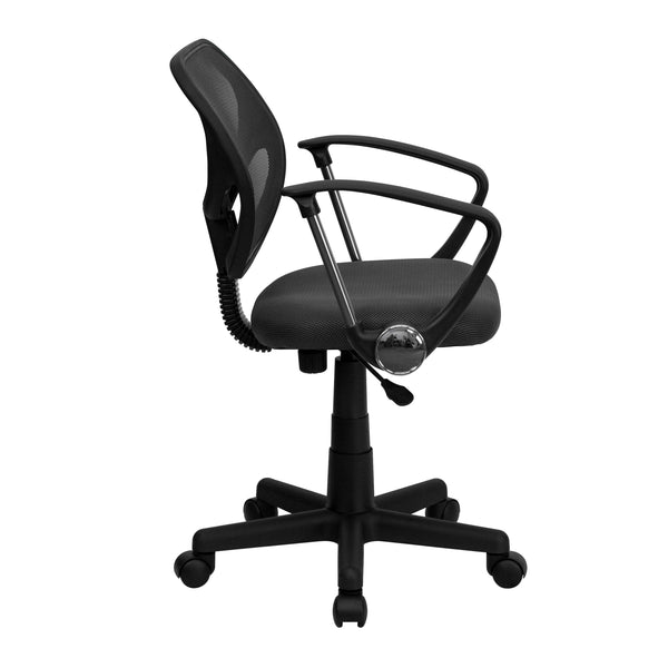 Gray |#| Low Back Gray Mesh Back Adjustable Height Swivel Task Office Chair with Arms
