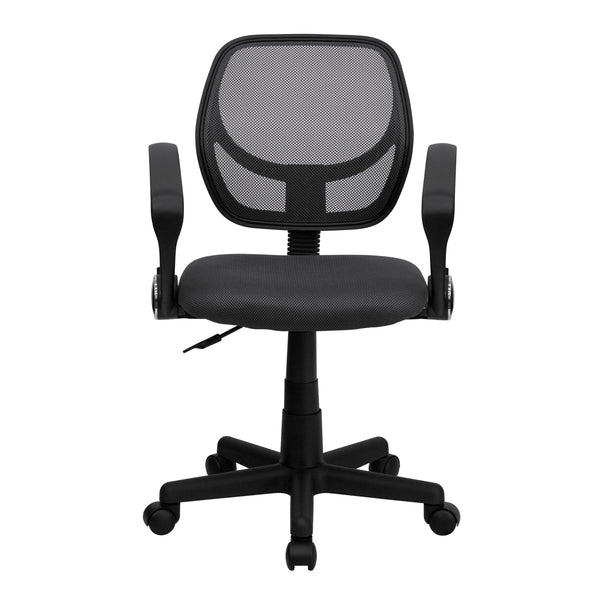 Gray |#| Low Back Gray Mesh Back Adjustable Height Swivel Task Office Chair with Arms