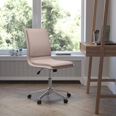Madigan Mid-Back Armless Swivel Task Office Chair with Upholstery and Adjustable Metal Base - View 2