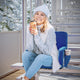 Blue |#| Foldable Reclining Stadium Chair with Backpack Straps and Heated Seat - Blue