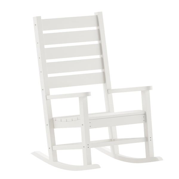 White |#| Classic Commercial Grade Outdoor All-Weather HDPE Rocking Chair in White