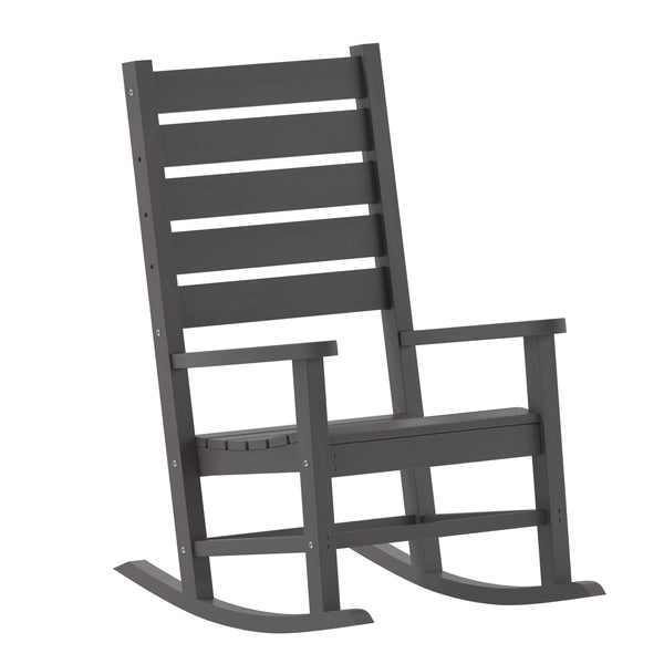 Gray |#| Classic Commercial Grade Outdoor All-Weather HDPE Rocking Chair in Gray