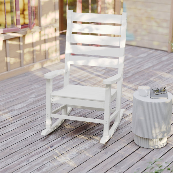 White |#| Classic Commercial Grade Outdoor All-Weather HDPE Rocking Chair in White