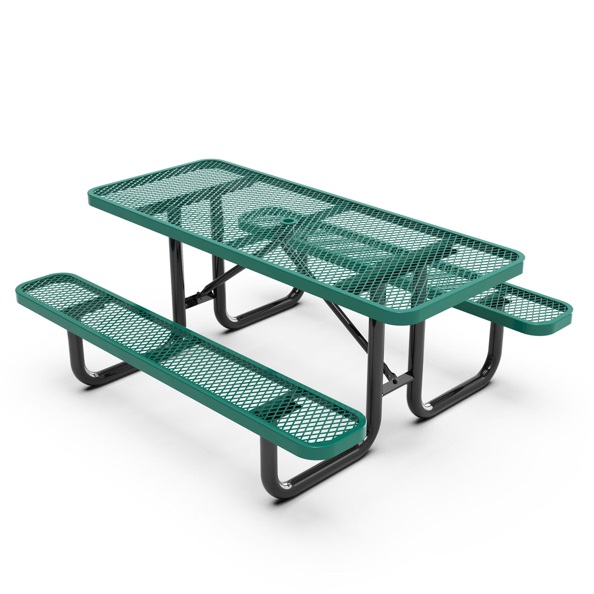 Green,6' |#| Commercial Grade 6' Rectangular Expanded Mesh Metal Outdoor Picnic Table - Green