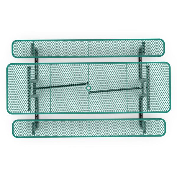 Green,8' |#| Commercial Grade 8' Rectangular Expanded Mesh Metal Outdoor Picnic Table - Black