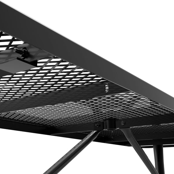 Black,8' |#| Commercial Grade 8' Rectangular Expanded Mesh Metal Outdoor Picnic Table - Black