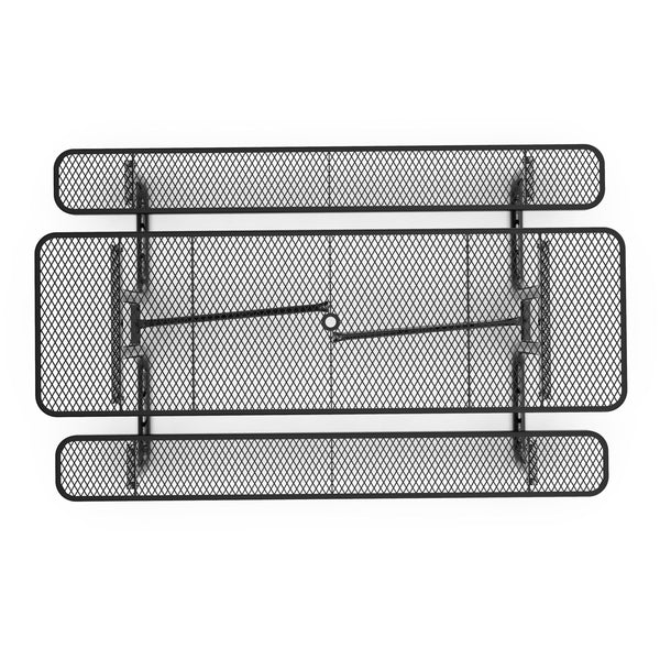 Black,8' |#| Commercial Grade 8' Rectangular Expanded Mesh Metal Outdoor Picnic Table - Black