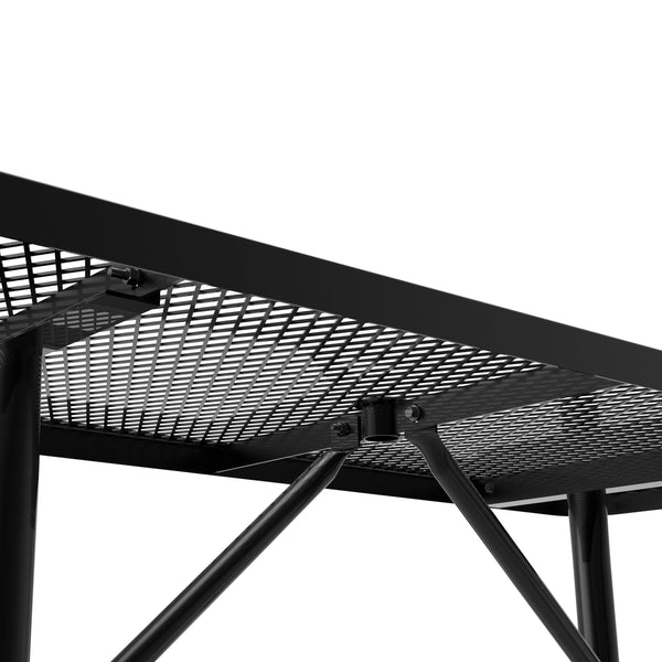 Black,6' |#| Commercial Grade 6' Rectangular Expanded Mesh Metal Outdoor Picnic Table - Black