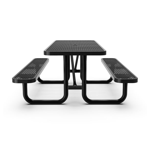 Black,6' |#| Commercial Grade 6' Rectangular Expanded Mesh Metal Outdoor Picnic Table - Black