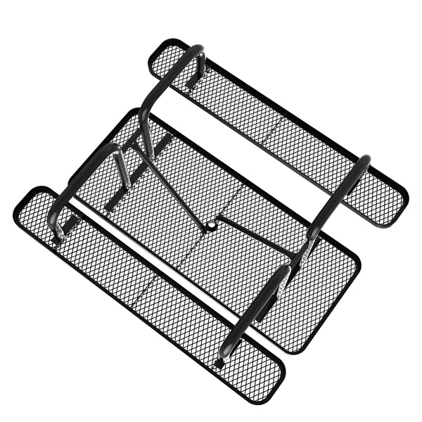 Black,6' |#| Commercial Grade 6' Rectangular Expanded Mesh Metal Outdoor Picnic Table - Black