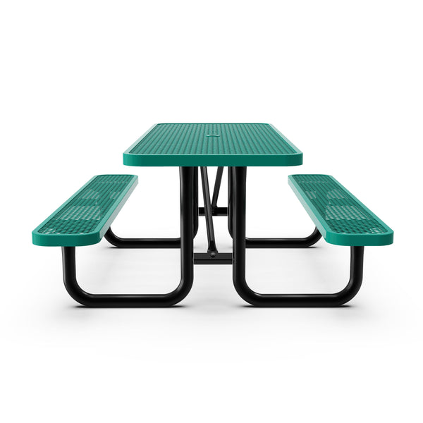 Green,6' |#| Commercial Grade 6' Rectangular Expanded Mesh Metal Outdoor Picnic Table - Green