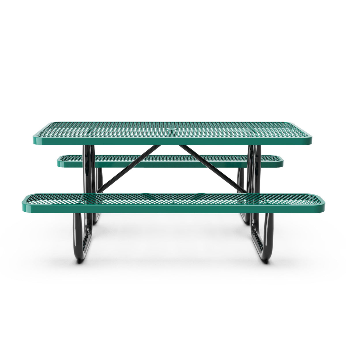 Green,6' |#| Commercial Grade 6' Rectangular Expanded Mesh Metal Outdoor Picnic Table - Green