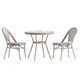 Black & White Textilene/Light Natural Frame |#| Indoor/Outdoor Commercial French Bistro Set with Table and Two Chairs in Blk/Wht