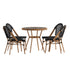 Marseille Indoor/Outdoor Commercial French Bistro 31.5" Table, Textilene, Glass Top with 4 Stack Chairs