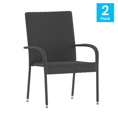 Maxim Indoor/Outdoor Wicker Dining Chairs with Fade & Weather-Resistant Steel Frames for Patio and Deck