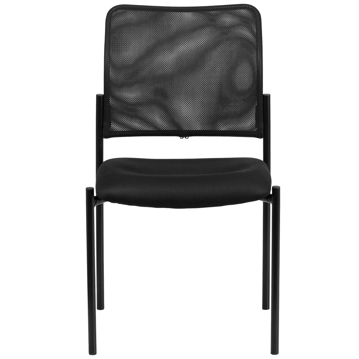 Comfort Black Mesh Stackable Steel Side Chair - Reception Seating - Guest Chair